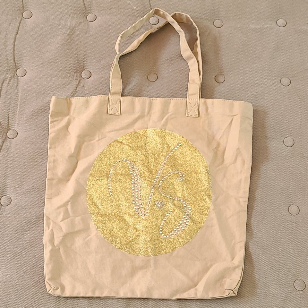 NWOT Victoria's Secret Embellished Canvas Tote Bag - Picture 3 of 7
